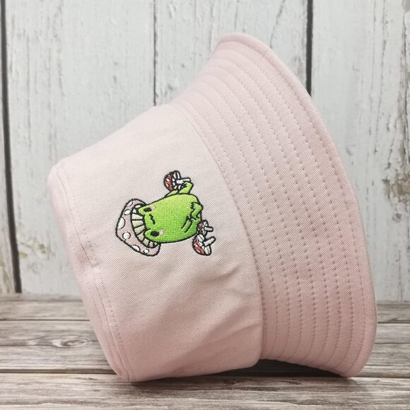 Embroidered Frog and Mushroom Bucket Hat Cotton Unisex Sun Cap for Outdoors - Picture 4 of 7